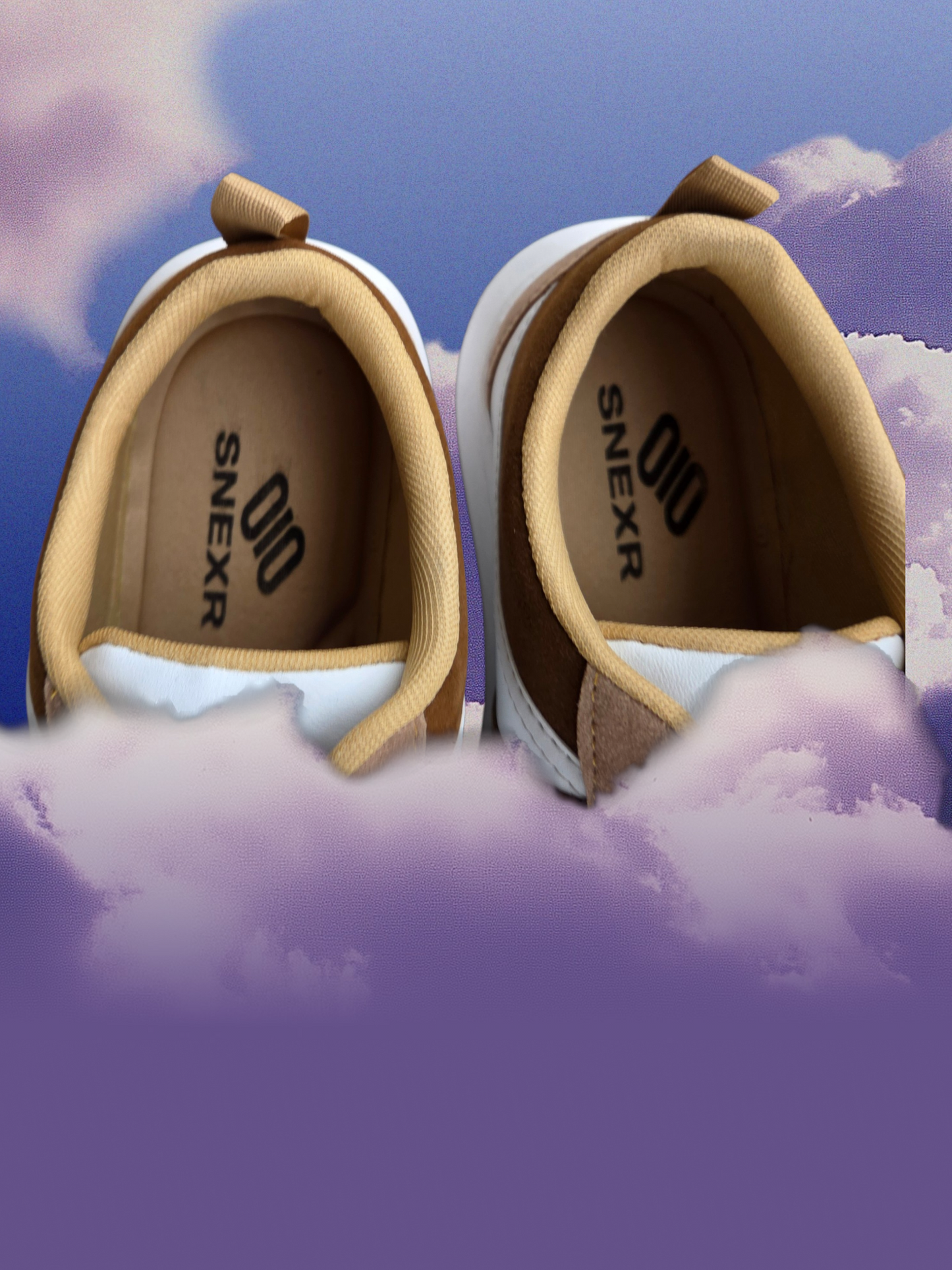 The Deer: White Sneaker with Brown Strips