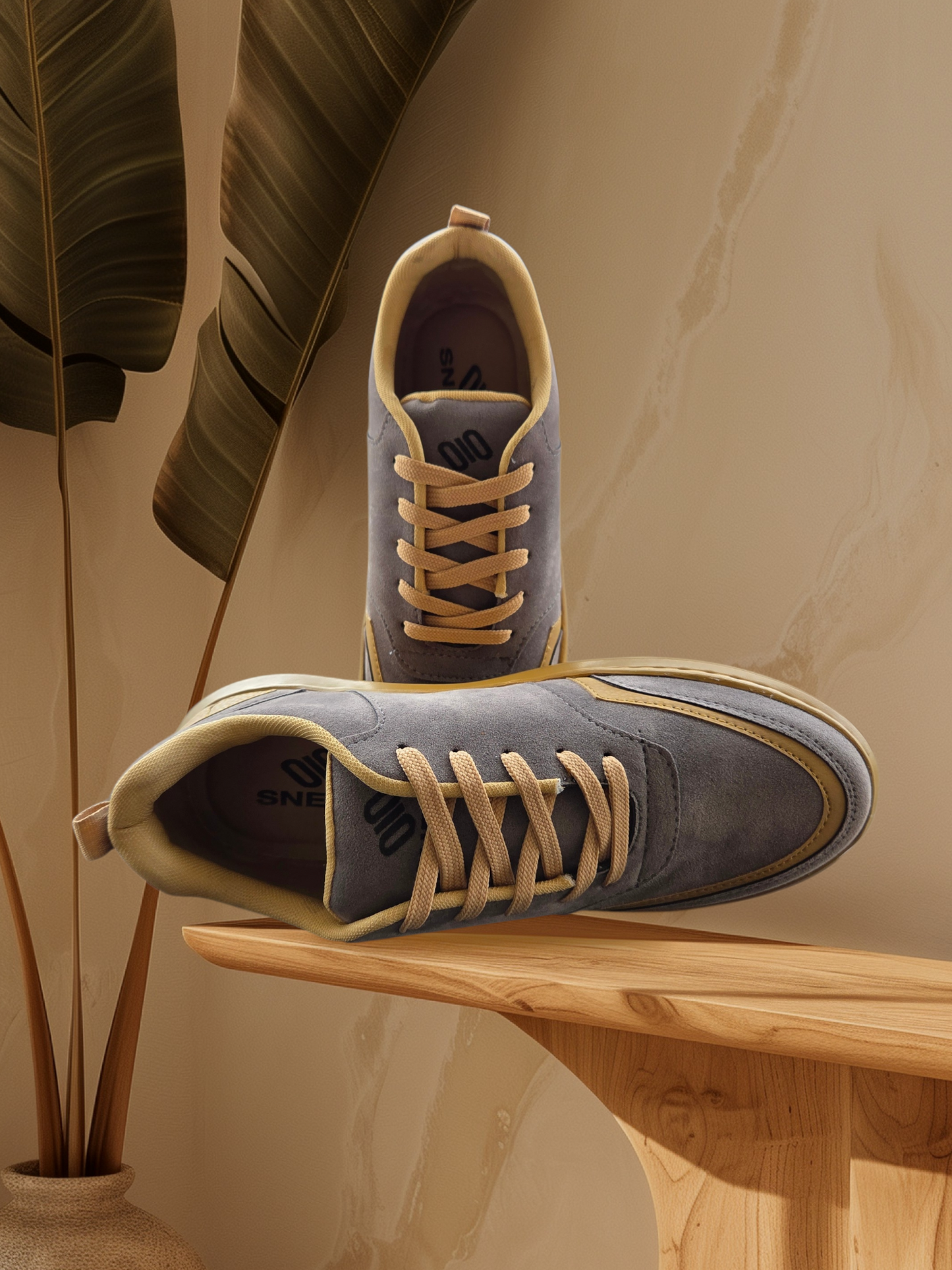 SNEXR Terra Luxe – Grey Suede Leather Premium Earth Tone Sneaker