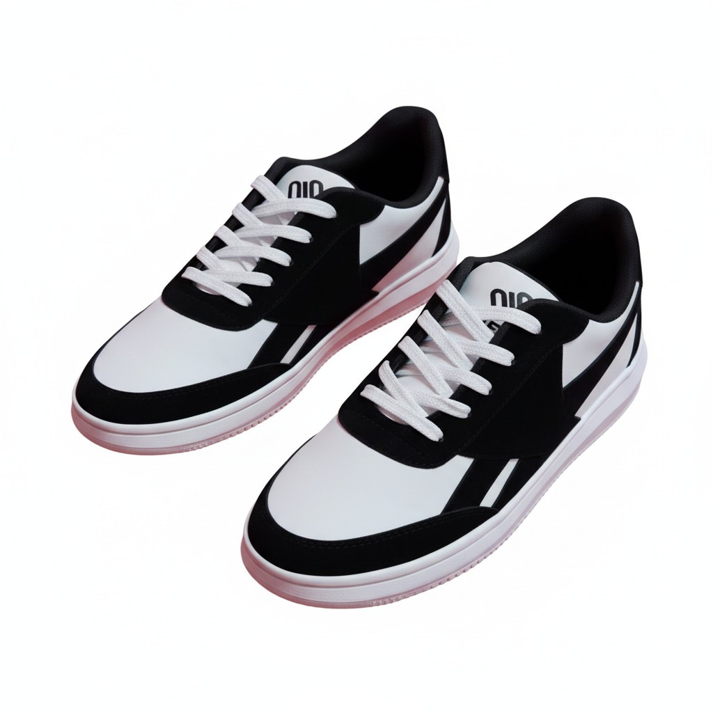 The Zebra: Black & White Lace-Up Sneaker