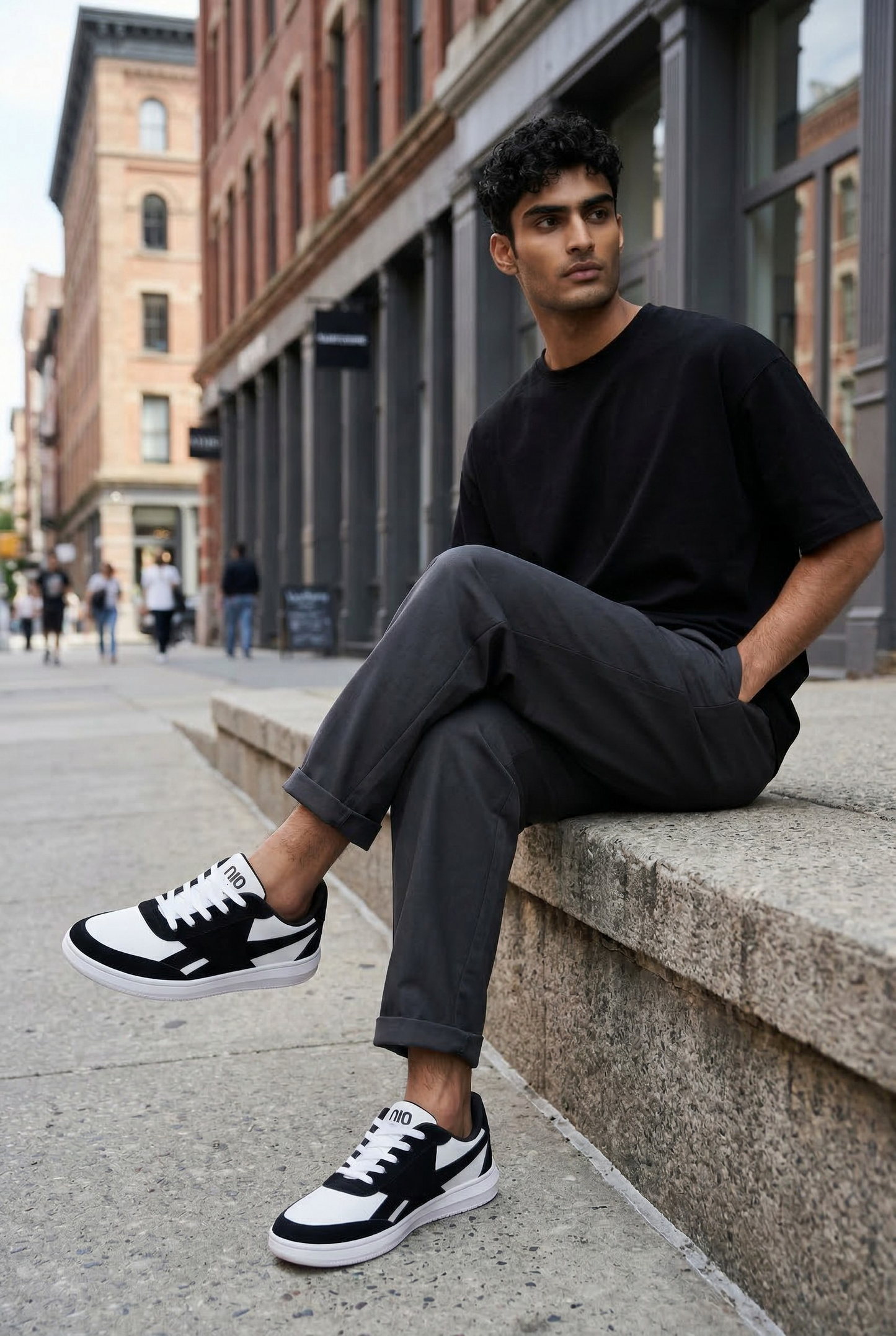 The Zebra: Black & White Lace-Up Sneaker