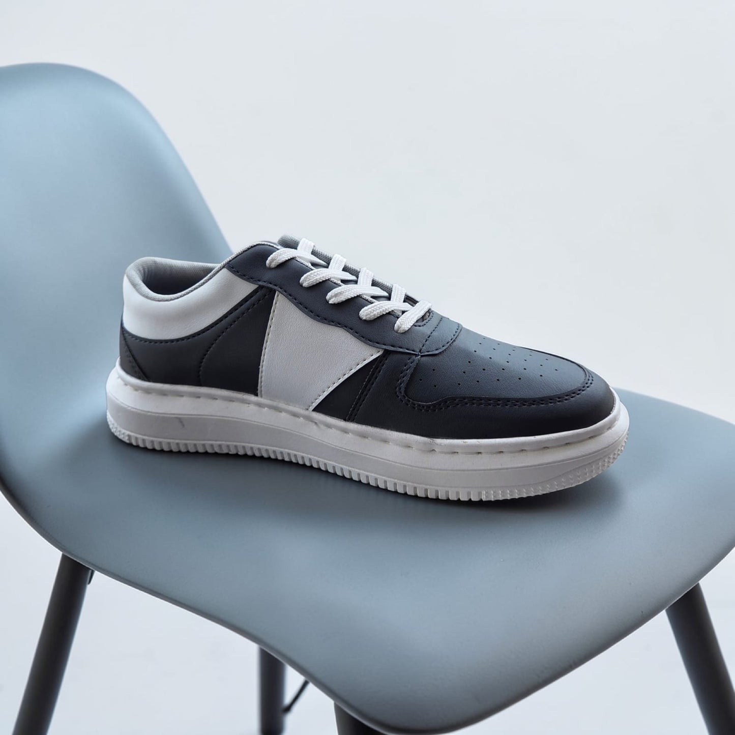 The Panda: Grey Sneaker with White Strips