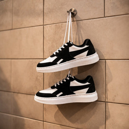 The Zebra: Black & White Lace-Up Sneaker