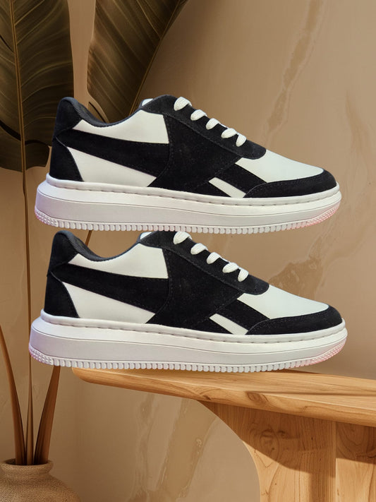 The Zebra: Black & White Lace-Up Sneaker