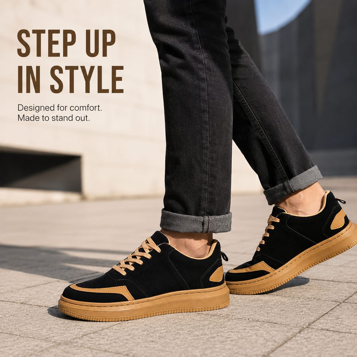 SNEXR Black Suede Leather Premium Sneaker