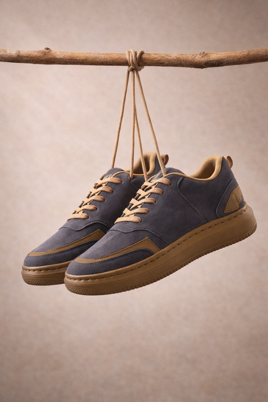 SNEXR Terra Luxe – Grey Suede Leather Premium Earth Tone Sneaker